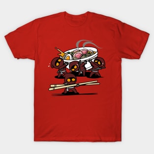 Cute Funny Sci-fi Alien Ninjas Stealing Ramen Gift For Ramen Lovers T-Shirt